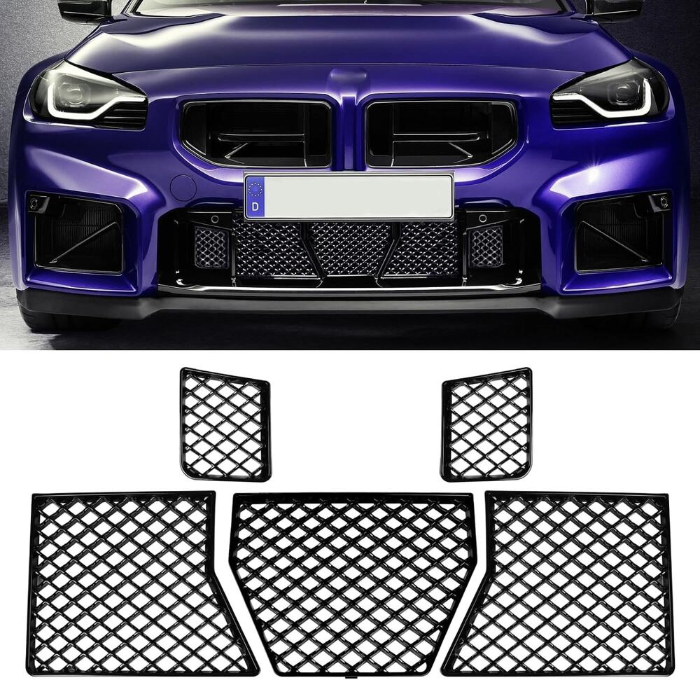 Jaronx Compatible With BMW M2 Front Bumper Lower Grille Mesh Guard(Glossy Black)